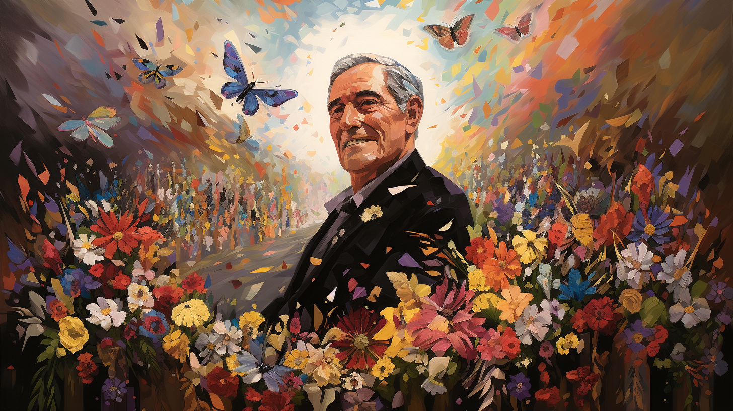 Portrait of deceased loved one for celebration of life memorial service